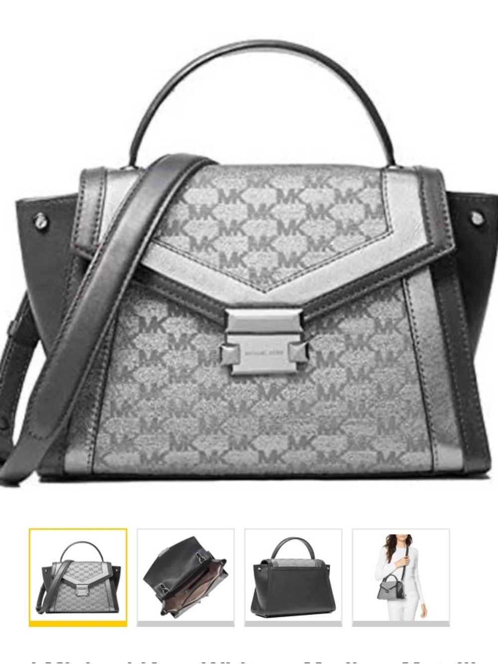 Michael Michael Kors Whitney Medium Metallic Logo Jacquard Satchel